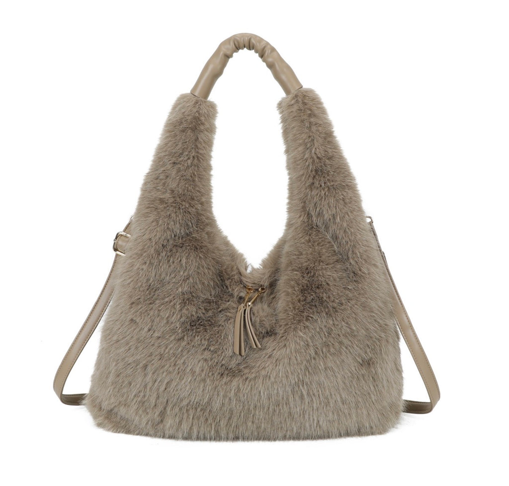Faux fur hobo bag