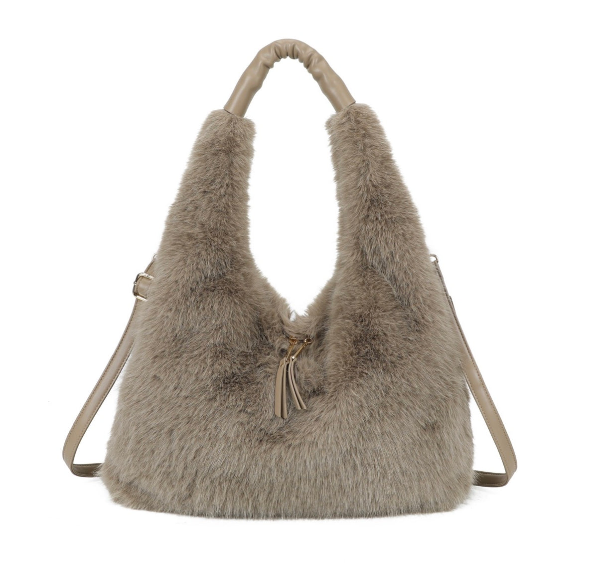 Faux fur hobo bag
