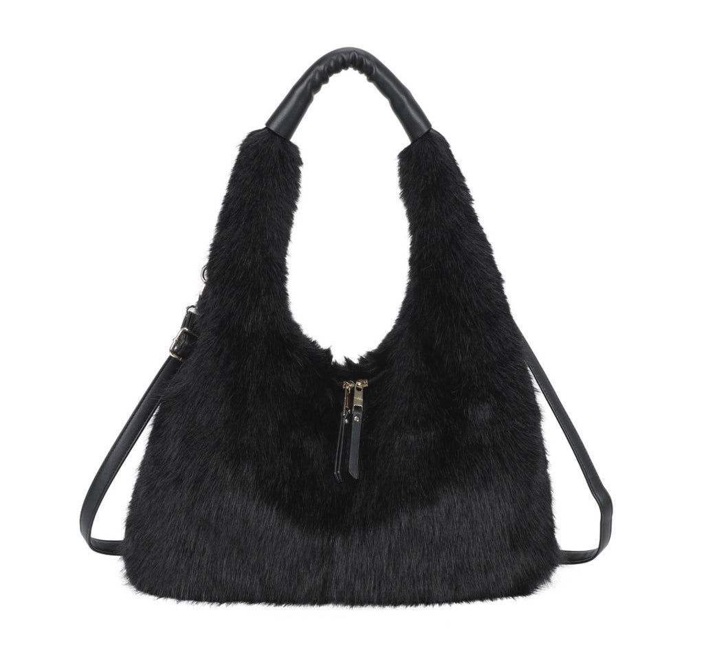 Faux fur hobo bag
