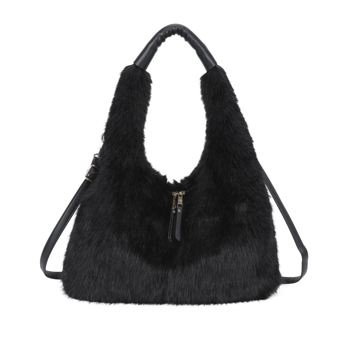Faux fur hobo bag