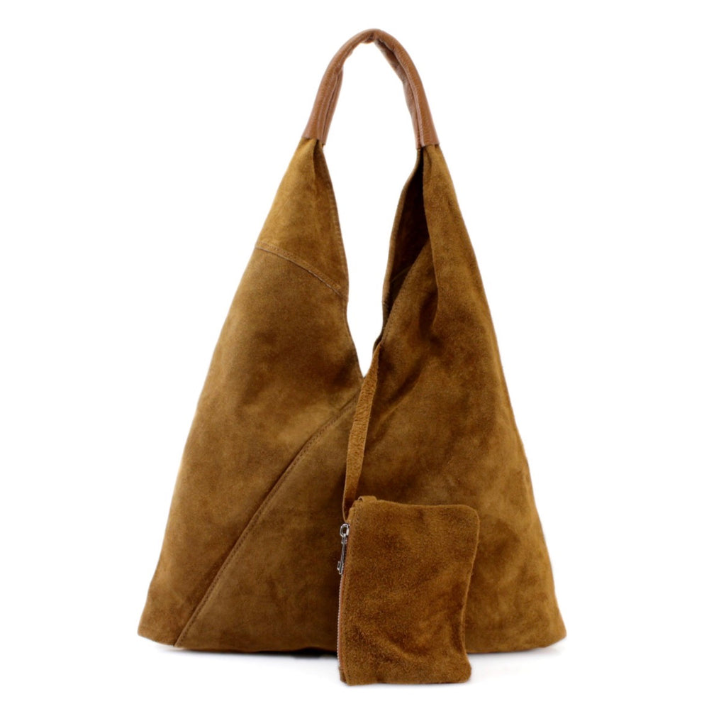 Italian leather suede slouch bag