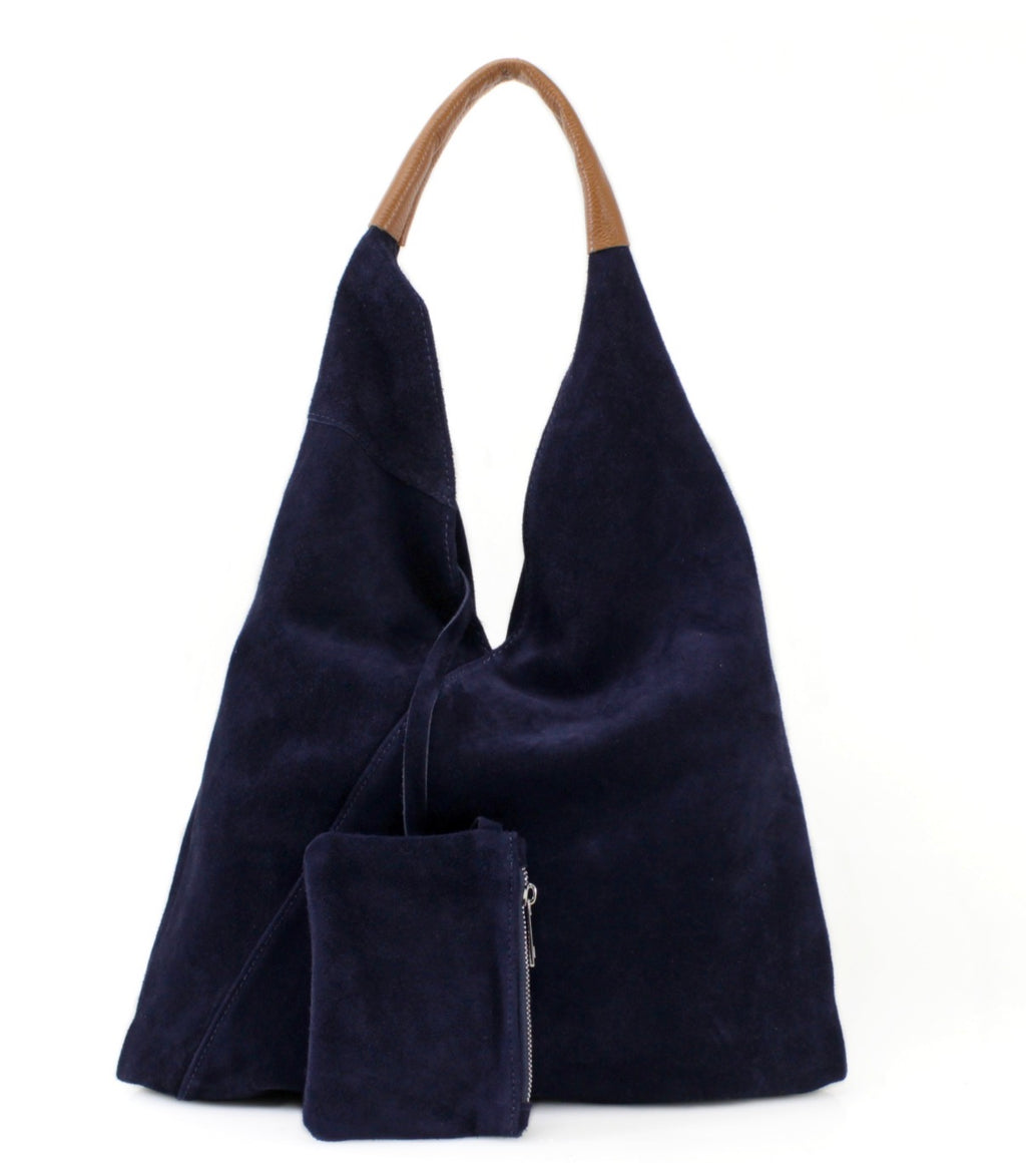 Italian leather suede slouch bag