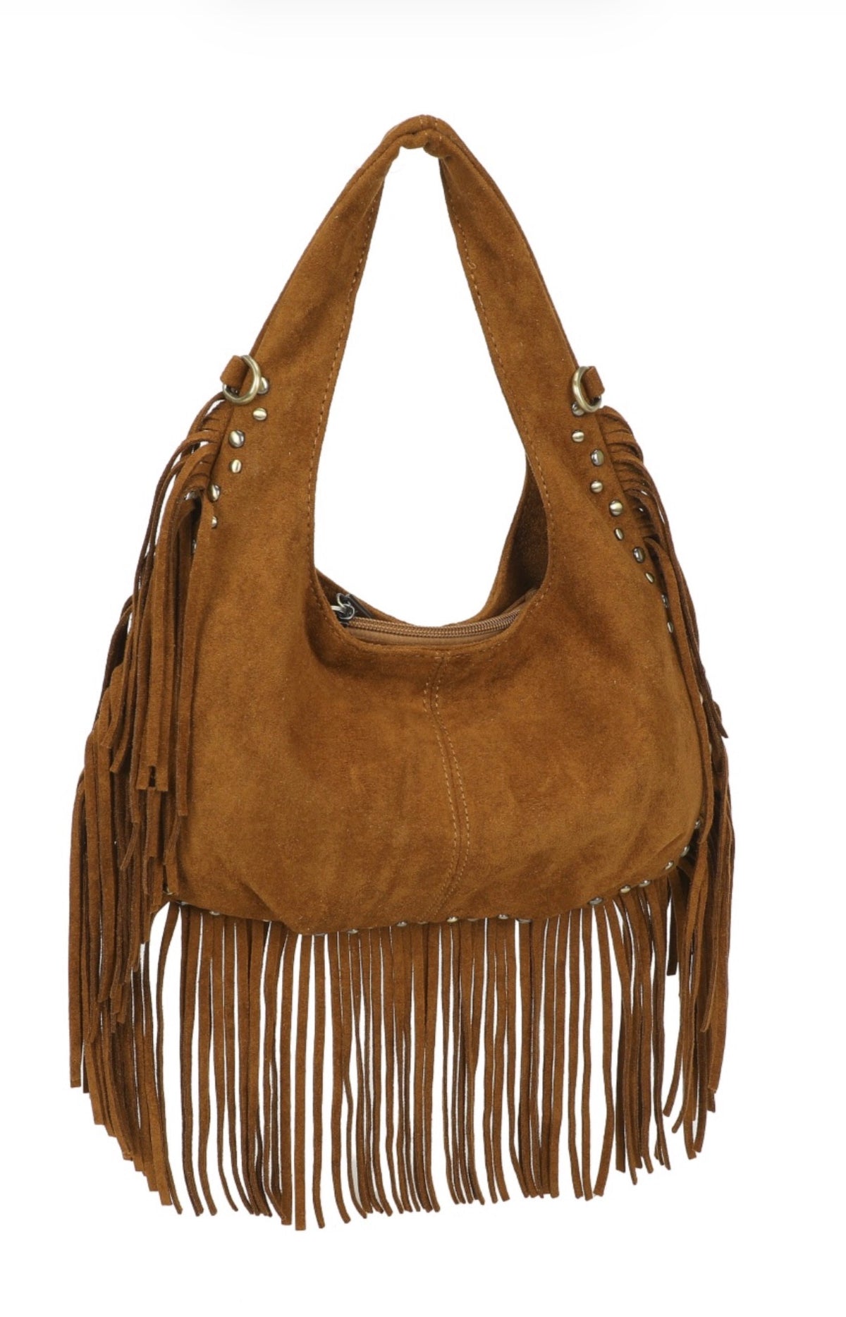 Faux suede tassel bag