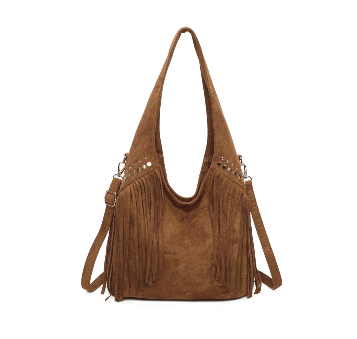 Faux suede hobo bag