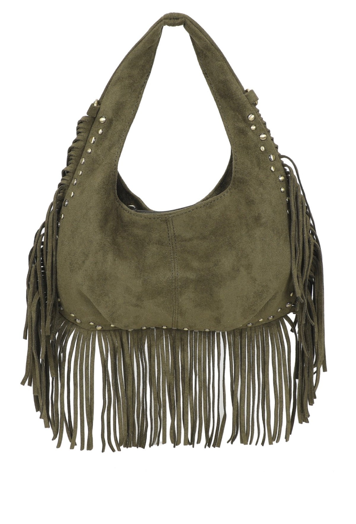 Faux suede tassel bag