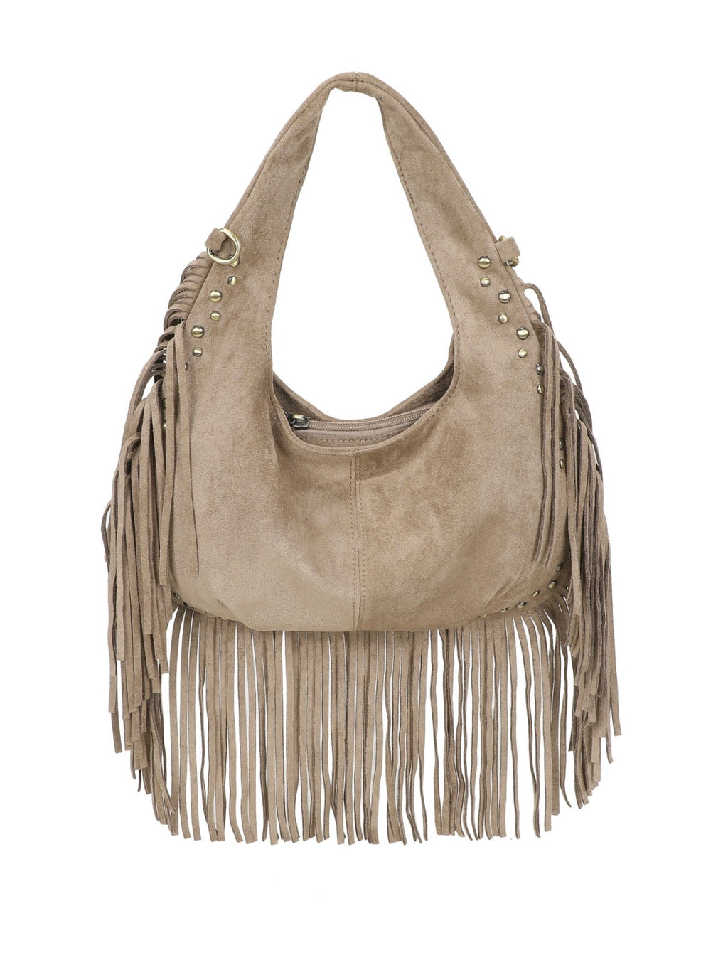 Faux suede tassel bag