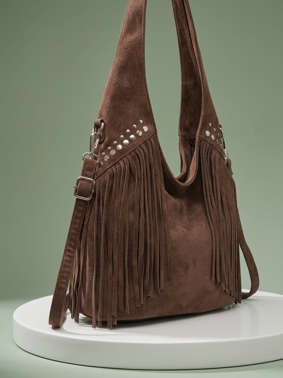 Faux suede hobo bag
